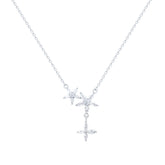 عصفور كريستال سلسلة فضة عيار 925 بتصميم علي شكل وردة مرصعة بالزركون